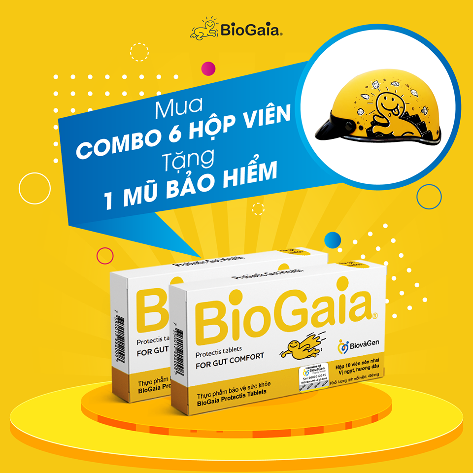 Tặng mũ bảo hiểm thiết kế khi mua combo 6 hộp viên BioGaia