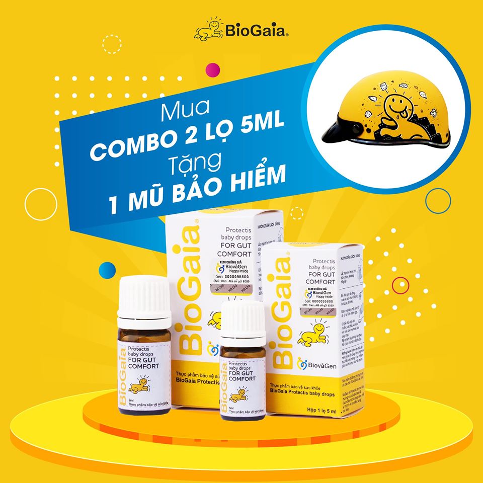 Tặng mũ bảo hiểm thiết kế khi mua combo 2 lọ Biogaia 5ml