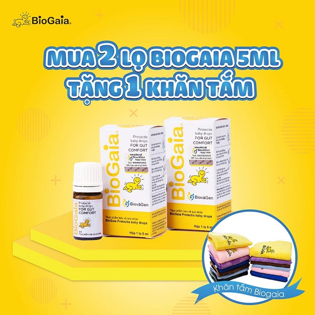 Tặng khăn tắm khi mua 2 lọ BioGaia 5ml