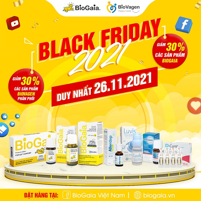 Black Friday 2021 - Giảm 30% khi mua BioGaia và các dòng sản phẩm do BiovaGen phân phối